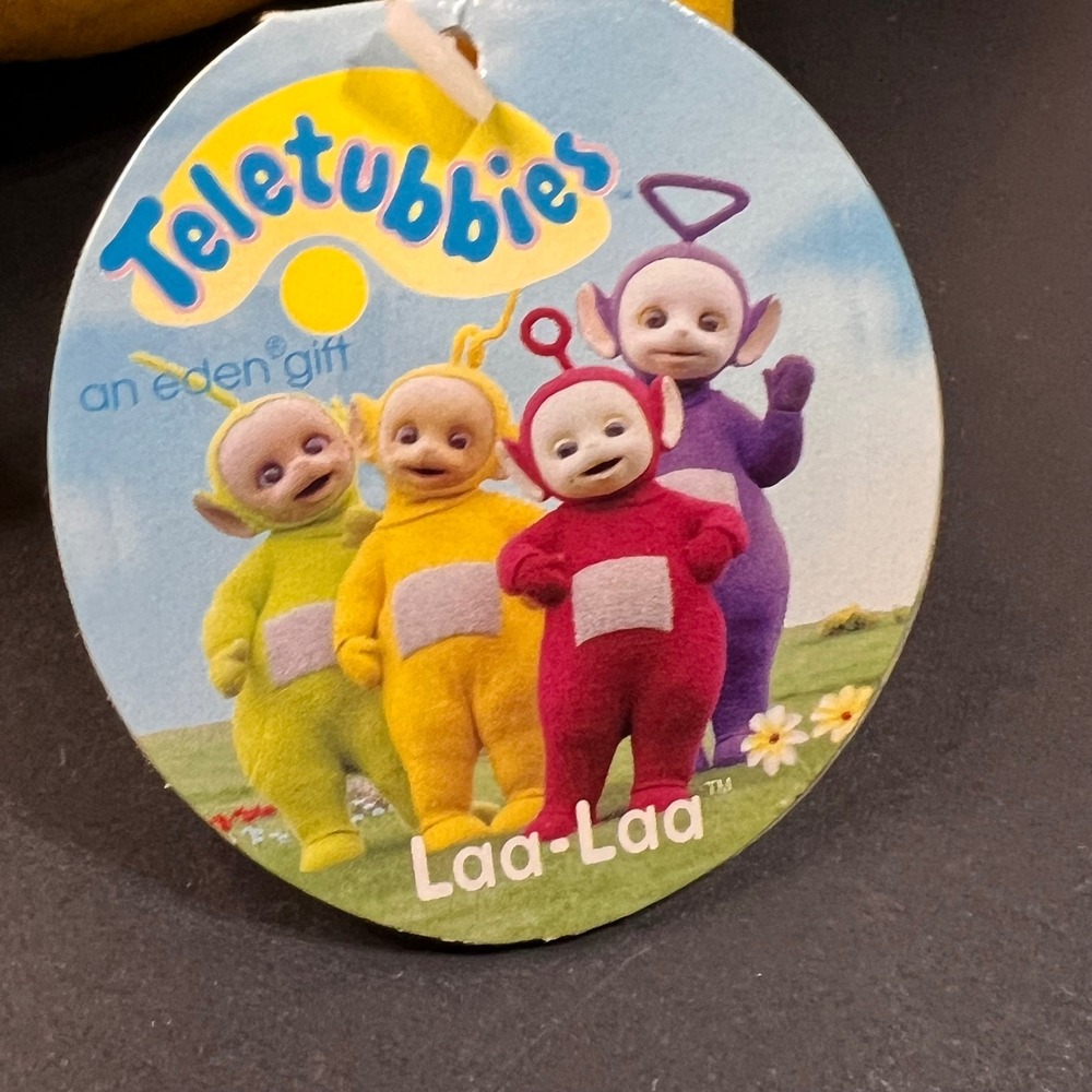 Eden 8 inch Teletubbies Laa-Laa Plush Kids Yellow New Blue Glitter Tummy 1998 - Picture 6 of 6